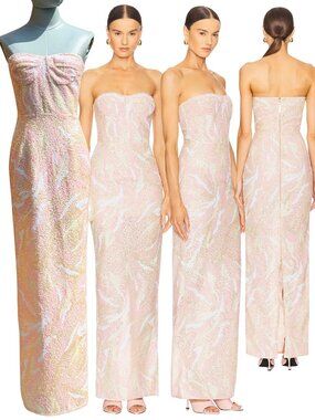 🆕 BRONX & BANCO 🧿 NWOT Dahlia Blush Multi Sequin Maxi Dress - Sz XS US 2